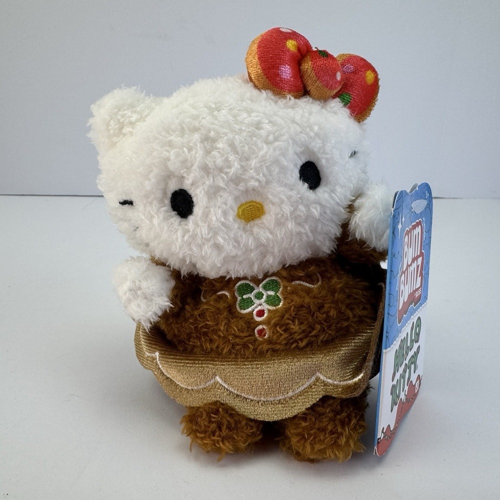 Hello Kitty Gingerbread BumBumz Plush 6" Holiday Christmas Sanrio Jazwares NWT